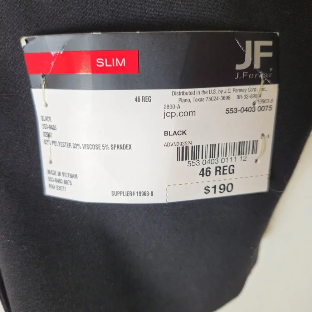 J Ferrar Black Super Slim Fit Blazer 46R NWT Stretch 2 Button Suit Jacket - Picture 5 of 16